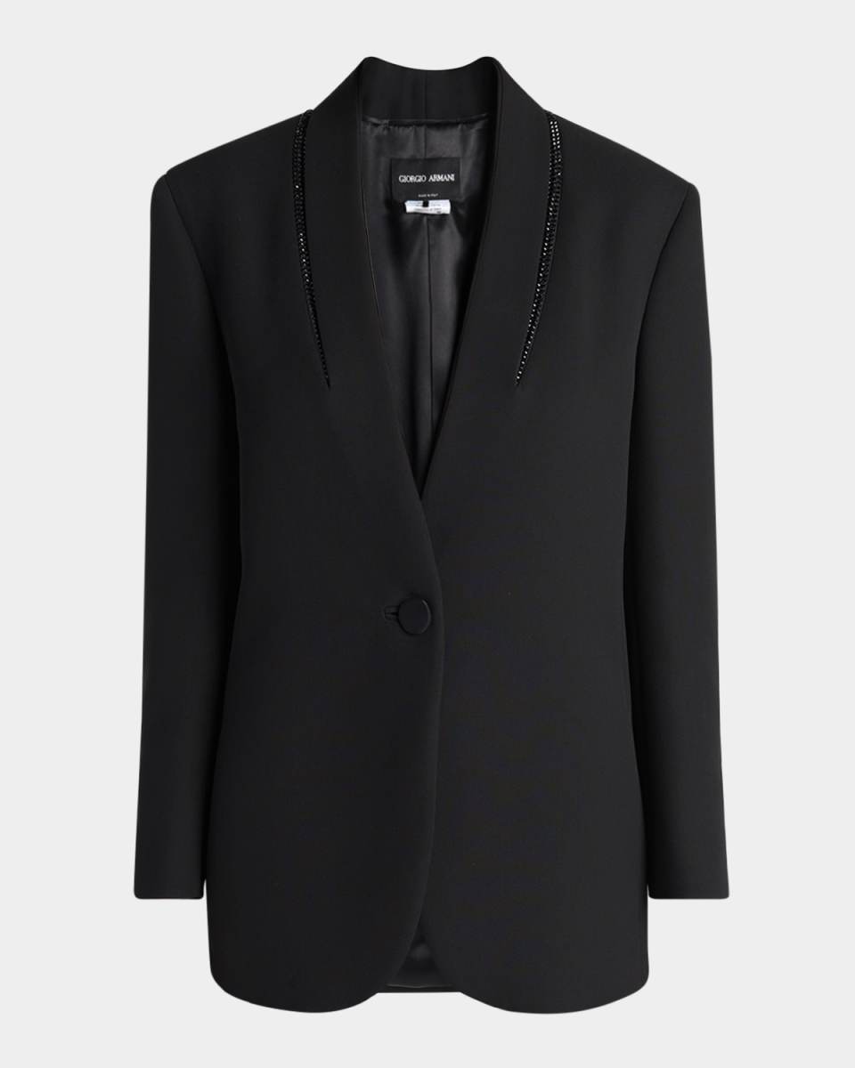 Beaded Silk Tuxedo Jacket